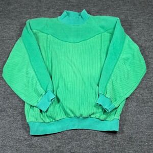 BW Sport Vintage Green Ribbed Mock Neck Sweatshirt Pullover Size L